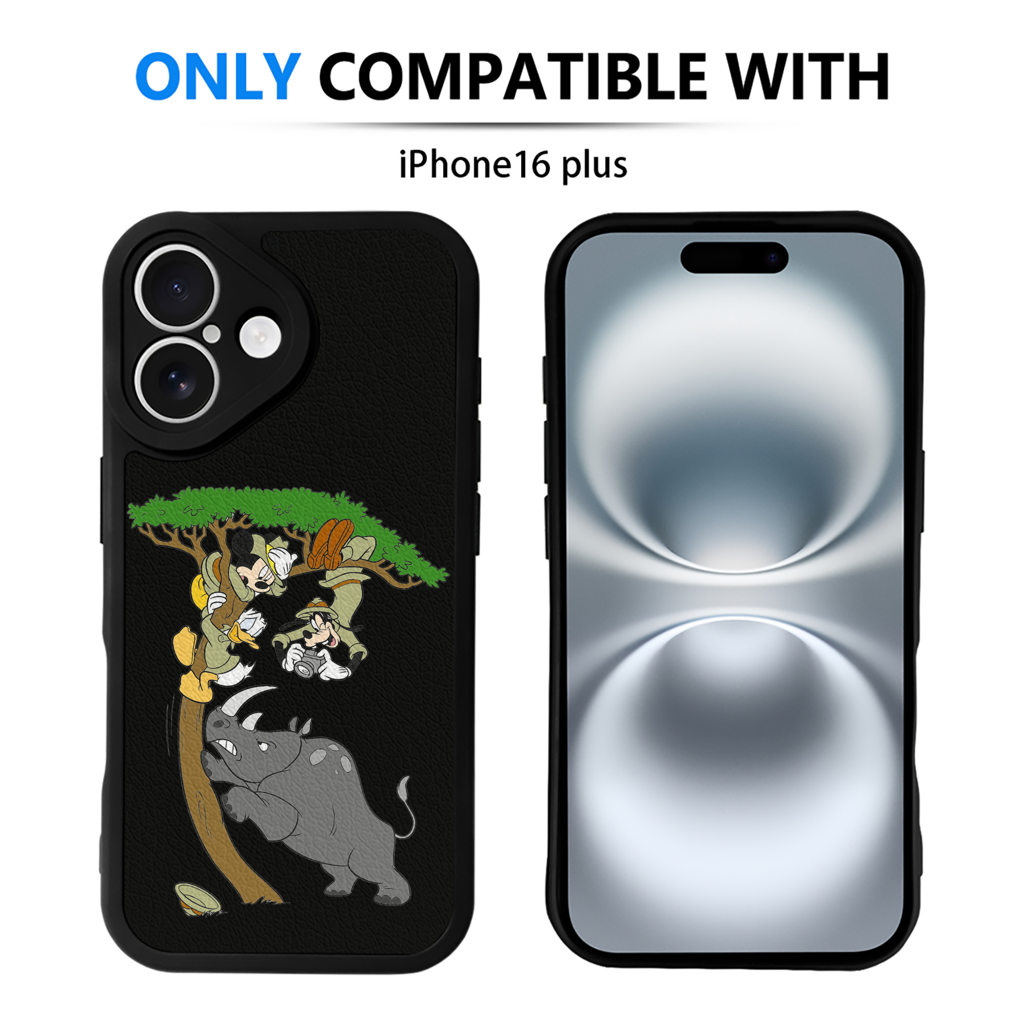 （画像用） ミッキーマウス Mickey Mouse 【iPhone 16シリーズ対応】シリコンスマホケース（レザー調） 材質：シリコン